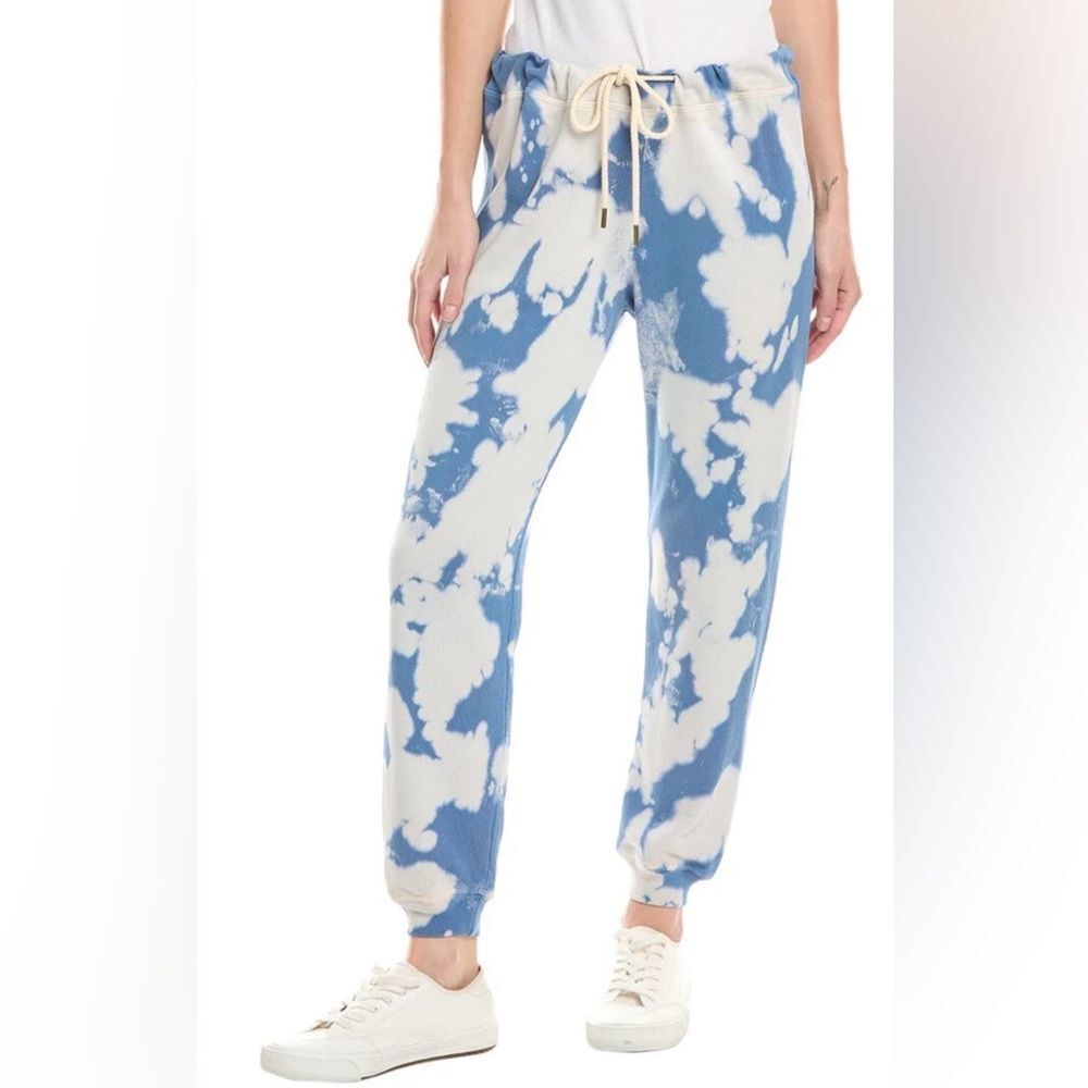THE GREAT Cloud Wash Cropped Sweatpants Blue White Tie Dye Joggers Size 1 USA SM